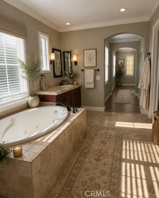 This image has been virtually staged to illustrate the potential use and scale of the space. Furniture, décor, landscaping, and other items shown are computer-generated and are not included with the property. Buyers are advised to inspect the property in person to verify its current condition and features.