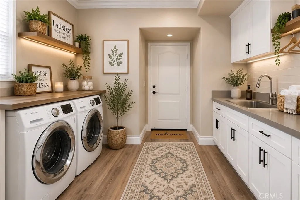 This image has been virtually staged to illustrate the potential use and scale of the space. Furniture, décor, landscaping, and other items shown are computer-generated and are not included with the property. Buyers are advised to inspect the property in person to verify its current condition and features.