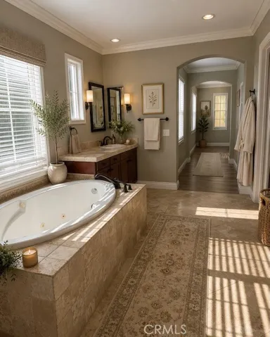 This image has been virtually staged to illustrate the potential use and scale of the space. Furniture, décor, landscaping, and other items shown are computer-generated and are not included with the property. Buyers are advised to inspect the property in person to verify its current condition and features.