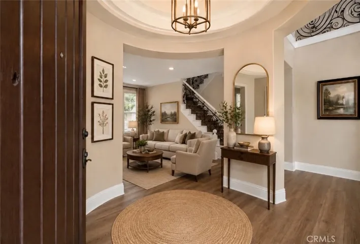 This image has been virtually staged to illustrate the potential use and scale of the space. Furniture, décor, landscaping, and other items shown are computer-generated and are not included with the property. Buyers are advised to inspect the property in person to verify its current condition and features.