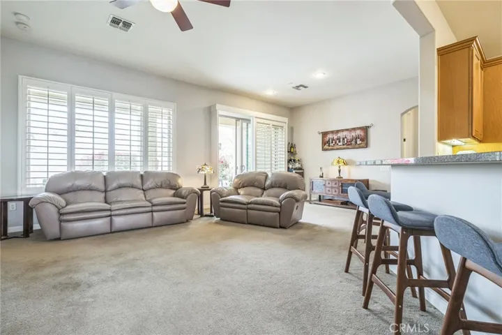 Spacious living room and dining area.