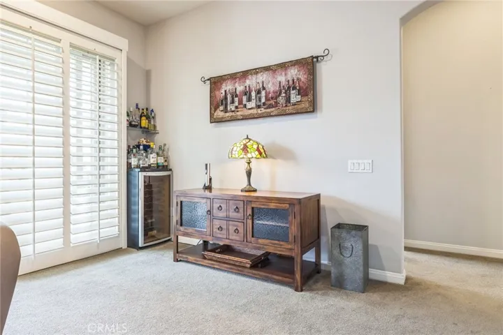 This is the dining area. The current  Homeowners use it for a dry sink and bar to decant and serve wine.