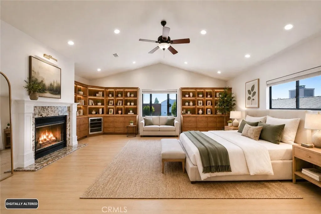 Primary Bedroom w/ Gas Fireplace & 2 Closets