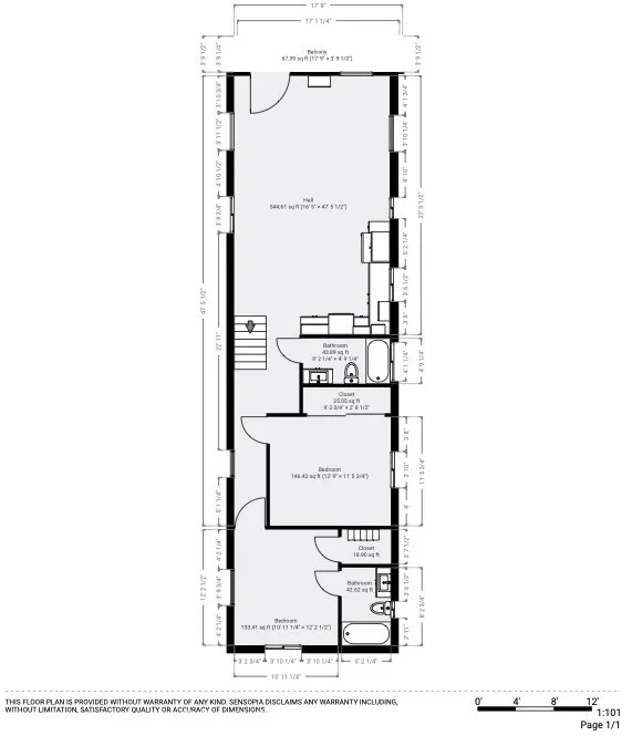 Similar layout on downstairs and upstairs