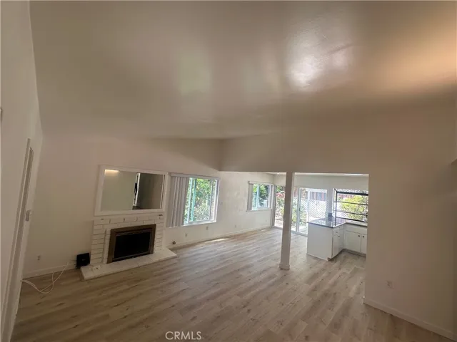 Living room with cozy fireplace