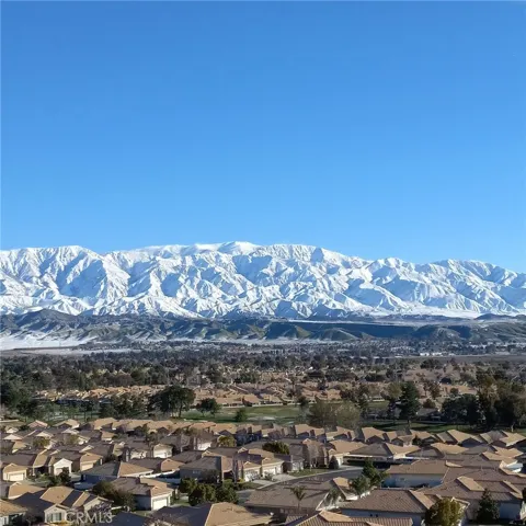 Snow-Capped Mountain View from Back Yard in the Winter