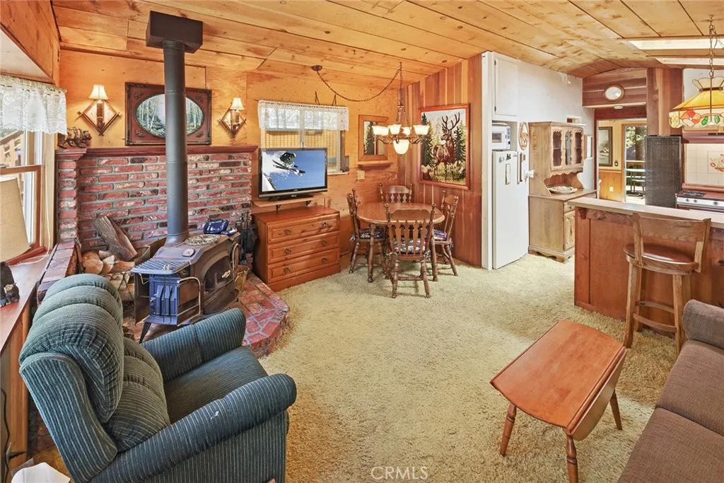 Dining area located in living room.