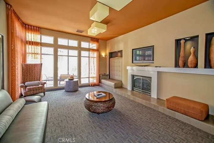 Stylish resident lounge provides inviting spaces to gather, work remotely, or entertain friends.