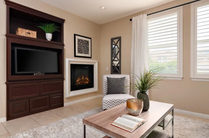 Custom built-in media center provides stylish functionality and convenient additional storage.
