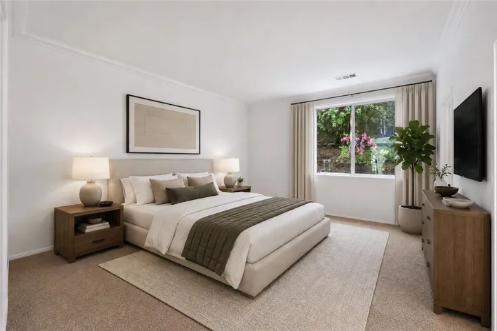 Virtually staged downstairs bedroom