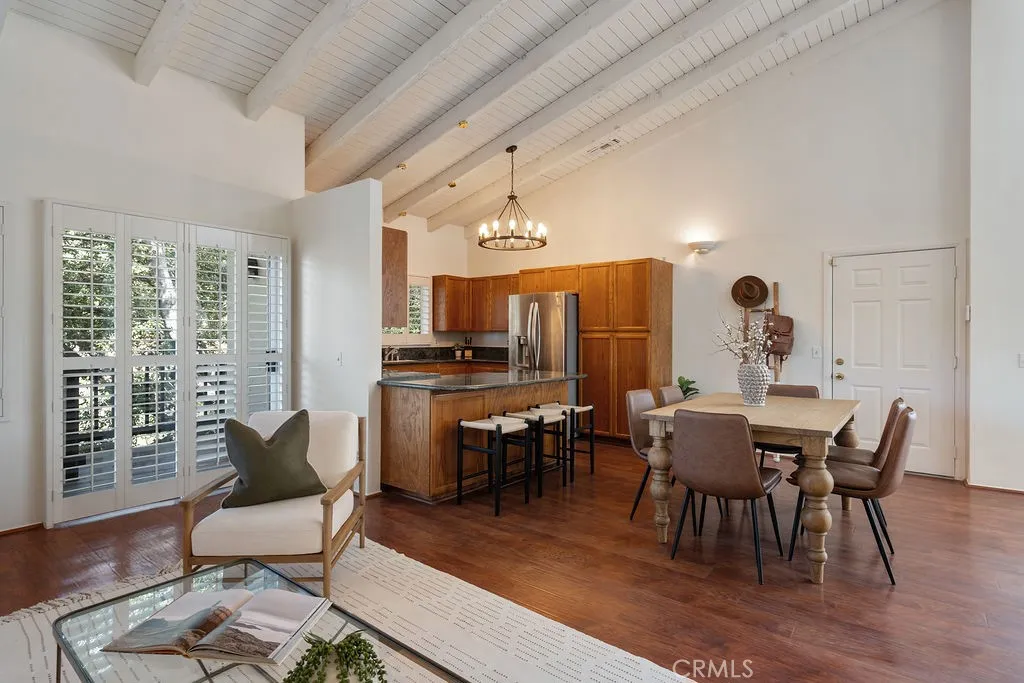 Open floor plan to living, dining and kitchen