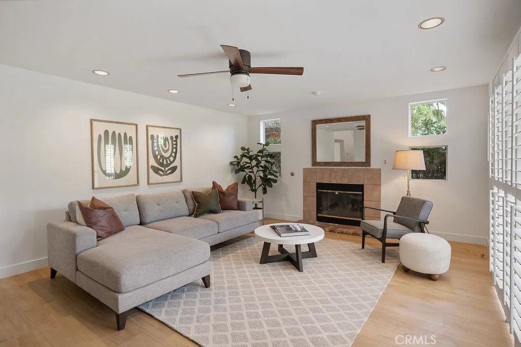 Family room with fireplace
