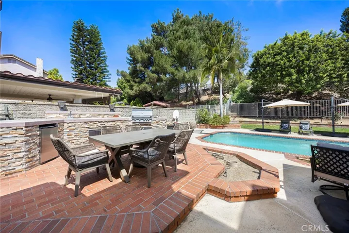 Raised outdoor dining area elevates your al fresco dining.