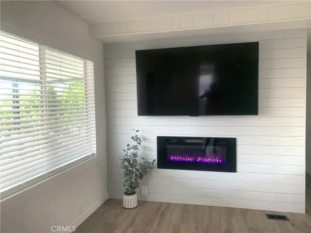 Accent wall and big windows in the living room