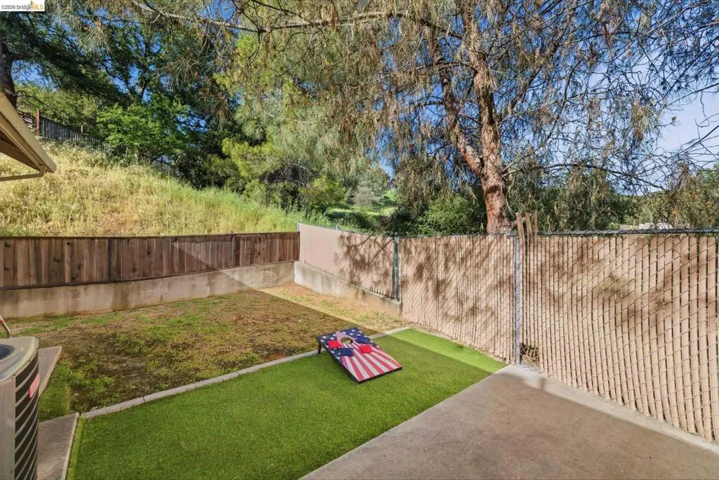 View of fenced backyard