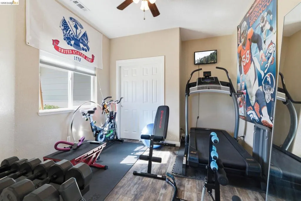 This bedroom was turned into a workout room.