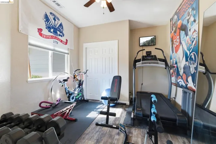 This bedroom was turned into a workout room.