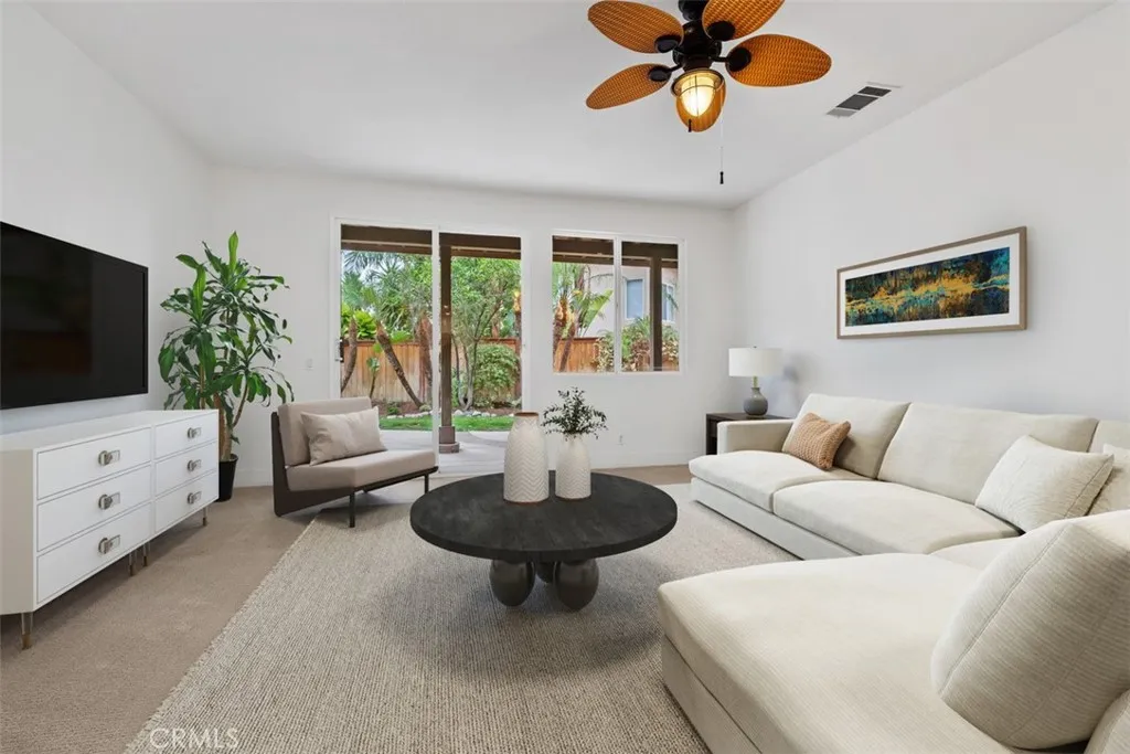 Virtually staged downstairs family room.