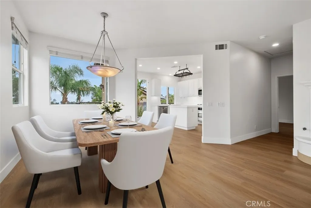 Virtually staged dining room.
