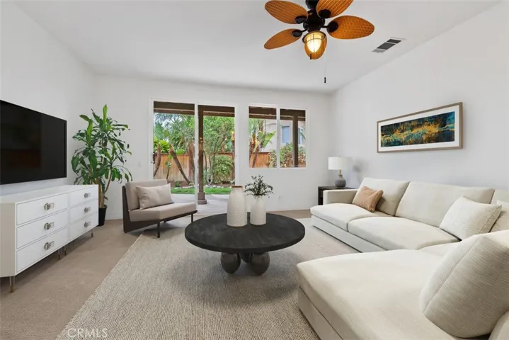 Virtually staged downstairs family room.