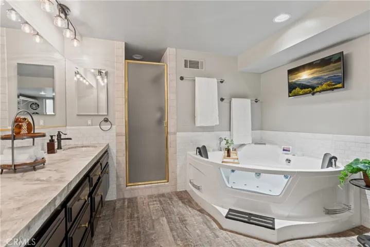 TALL walk-in shower.