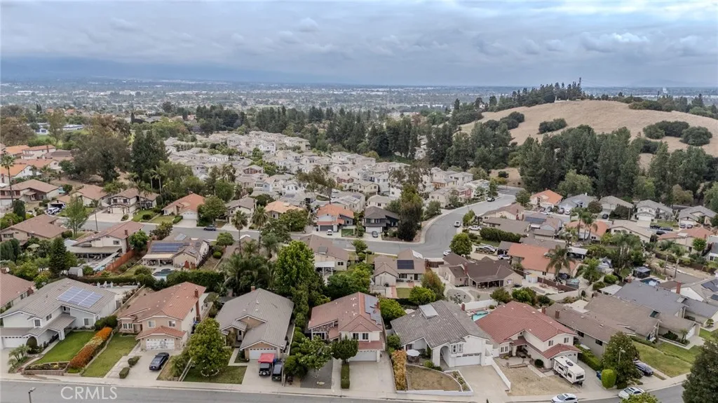 Hillside views from home. Drone aerial photo.