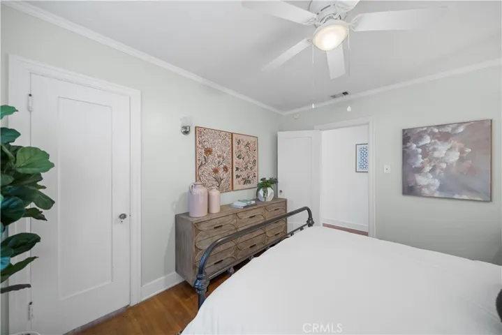 The main bedroom can accommodate quite a bit of furniture.