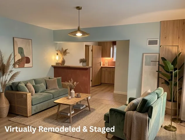 Virtually remodeled & staged living room