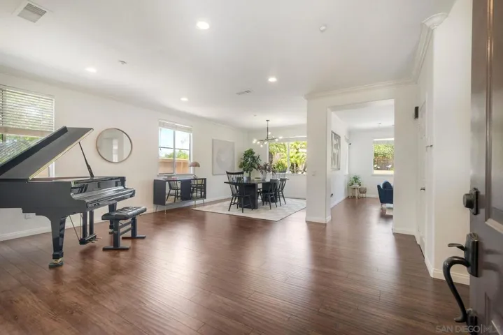 View of living room and dining room