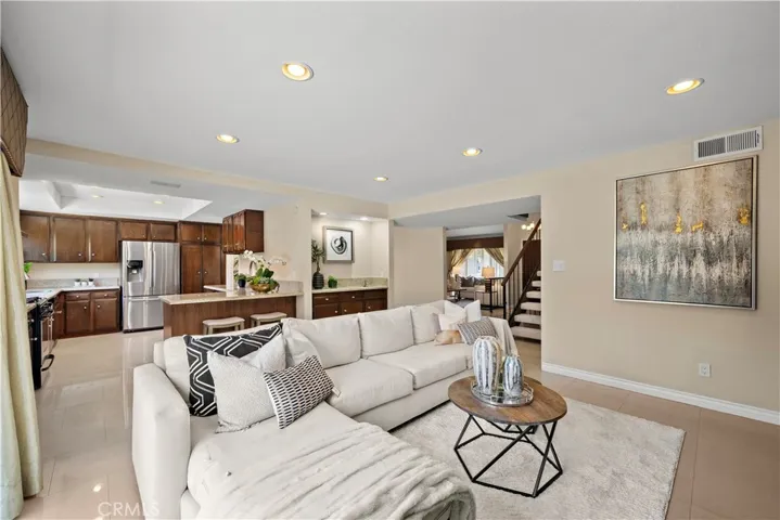 Family room that opens up to kitchen area