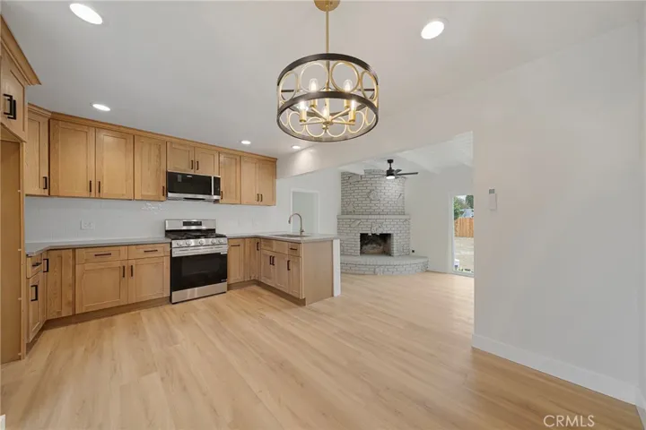 Dining open to the kitchen.