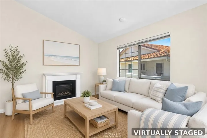 Living Room with Fireplace Virtually Staged
