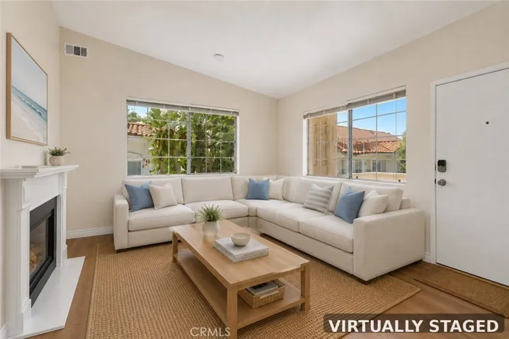 Living Room View from Dining Area Virtually Staged