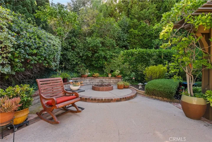 Backyard firepit sitting area.