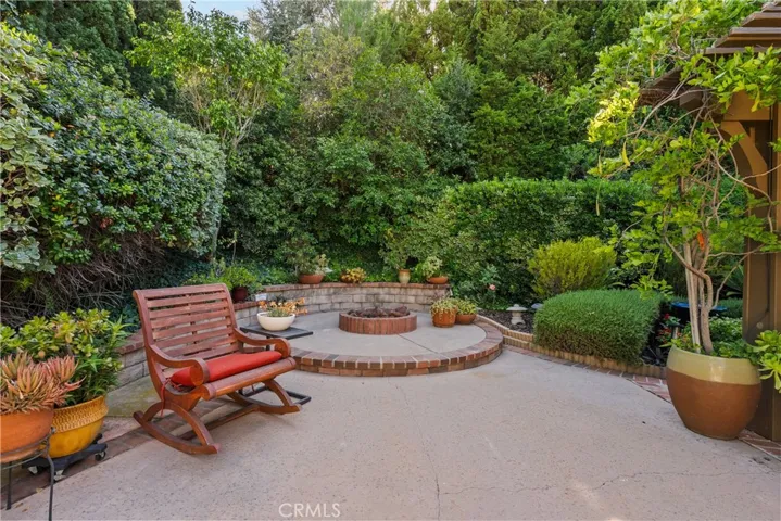 Backyard firepit sitting area.