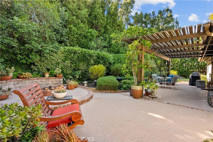 Backyard firepit sitting area.