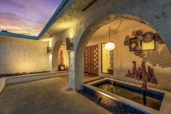 Front Entry at twilight