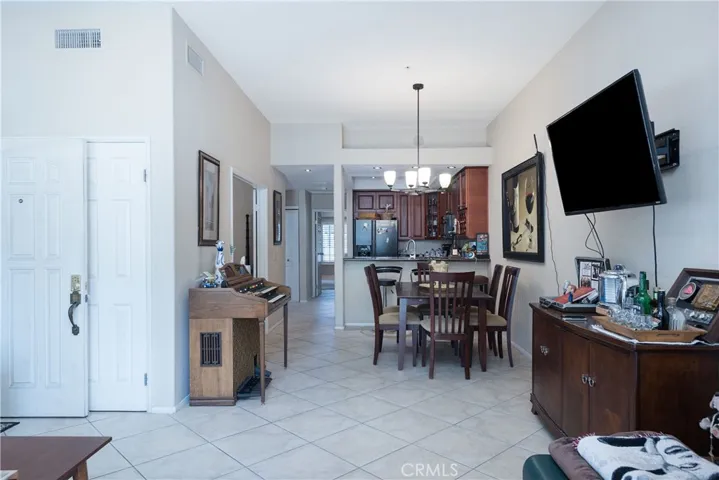 Kitchen and dining view from living room