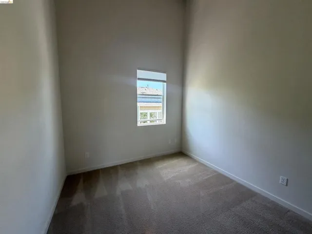 Carpeted room featuring a single window and neutral wall tones
