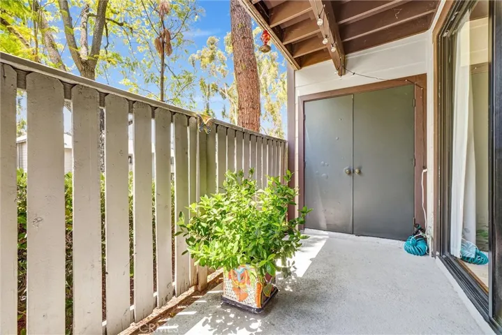 Patio and view of laundry closet