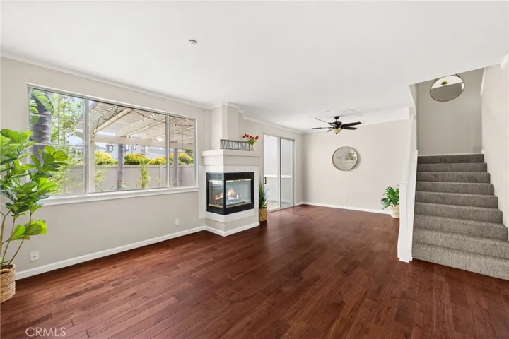 Large living room with fireplace
