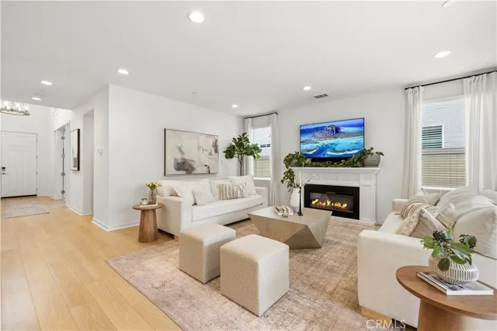 family room with fireplace