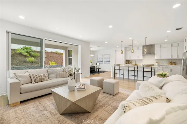 family room open to kitchen