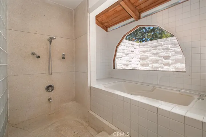 Spa-type tub and separate shower in primary bathroom