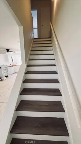 Brand new luxury vinyl flooring on the stairs.