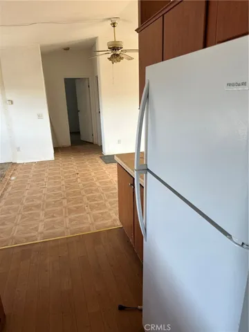 Kitchen looking into dining area.