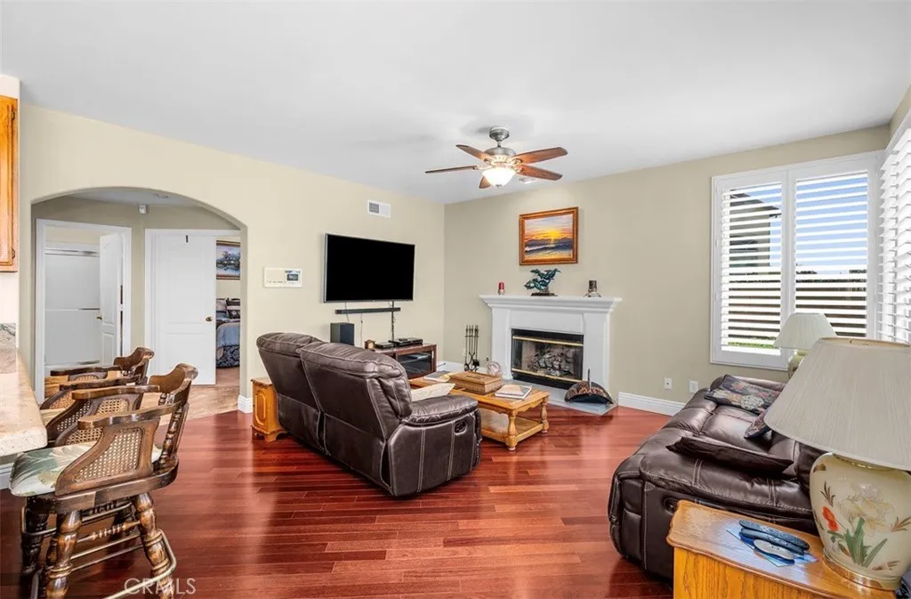 Living area with fireplace