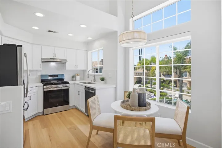 Remodeled kitchen connects to the dining area