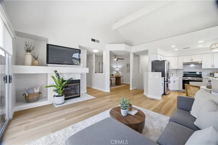 Open layout with high ceilings