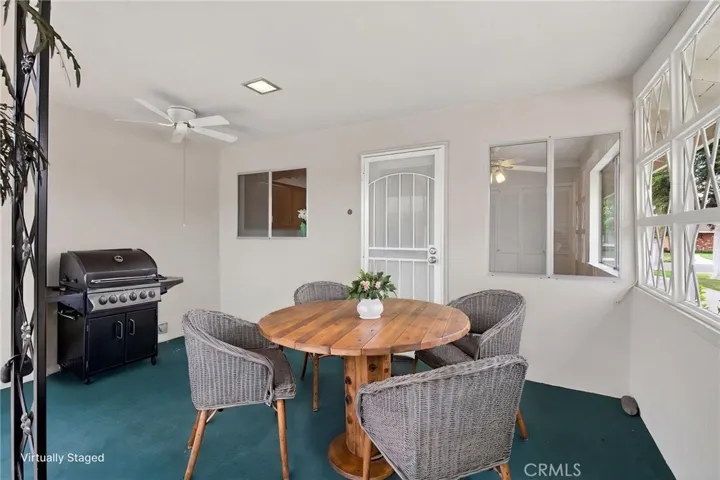 Covered patio virtually staged